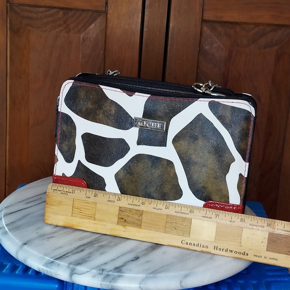 Miche Giraffe Print Clutch with Red Accents - Picture 2 of 11